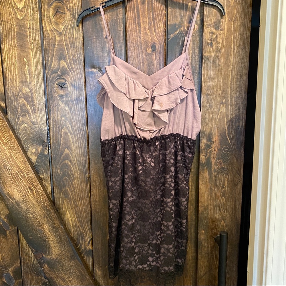 Purple, black, lace cocktail dress, size medium